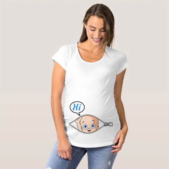 Cute Santa Baby Print Pregnancy Shirt Maternity - Picture 3 of 3